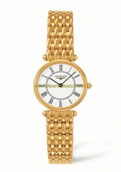 Longines Watches : L4.191.6.11.6 Quartz Roman Numerals Dial 18ct Yellow Gold Women Watch