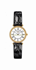 Longines Watches : L4.191.7.11.2 White Dial Gold Leather Band Women Watch