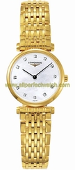 Longines Watches : L4.209.2.87.8 Quartz Mother Of Pearl Diamond Dial Gold Tone Stainless Steel Women Watch