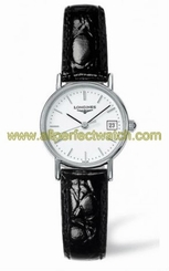 Longines Watches : L4.220.4.12.2 Quartz Analog Date Black Leather Women Watch