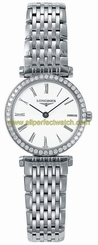 Longines Watches : L4.241.0.11.6 Quartz Polished Stainless Steel White Roman Numeral Dial Polished Stainless Steel Band Women Watch