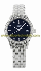 Longines Watches : L4.274.0.57.6 Automatic Black Diamond Date Dial Diamond Set Bezel Stainless Steel Women Watch