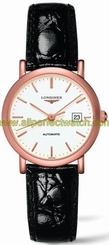 Longines Watches : L4.287.8.12.0 Automatic Analog Date 18ct Rose Gold Case Black Alligator Strap Women Watch