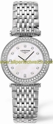 Longines Watches : L4.308.0.87.6 Quartz Mother of Pearl Diamond Dial Diamond Bezel Stainless Steel Women Watch