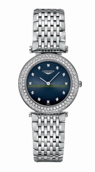 Longines Watches : L4.308.0.97.6 Quartz Diamond Hour Markers Blue Dial Diamond Bezel Stainless Steel Women Watch