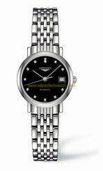 Longines Watches : L4.309.4.57.6 Automatic Black Diamond Dial Date Stainless Steel Women Watch