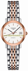 Longines Watches : L4.309.5.12.7 Automatic White Dial Date 18ct Rose Gold and Stainless Steel Women Watch