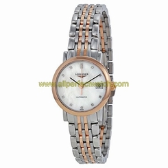 Longines Watches : L4.309.5.87.7 Automatic Mother of Pearl Diamond Dial Date 18ct Rose Gold and Stainless Steel Women Watch