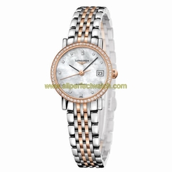 Longines Watches : L4.309.5.88.7 Automatic Mother of Pearl Diamond Dial Diamond Bezel 18ct Rose Gold and Stainless Steel Women Watch