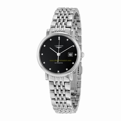 Longines Watches : L4.310.4.57.6 Black Dial Stainless Steel Band Women Watch