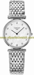 Longines Watches : L4.512.4.87.6 Quartz Mother of Pearl Diamond Dial Stainless Steel Women Watch