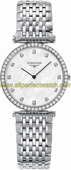 Longines Watches : L4.513.0.87.6 Quartz Mother of Pearl Diamond Dial Diamonds Bezel Stainless Steel Women Watch