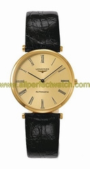 Longines Watches : L4.708.2.31.2 Automatic Gold Dial Roman Numerals Black Leather Men Watch
