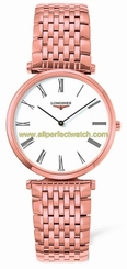 Longines Watches : L4.709.1.91.8 Quartz White Roman Numeral Dial Rose Gold Tone Stainless Steel Women Watch