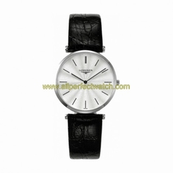 Longines Watches : L4.709.4.73.2 Quartz Silver Dial Black Leather Men Watch
