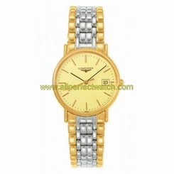 Longines Watches : L4.720.2.32.7 Quartz Gold Dial Date Two Tone Stainless Steel 33mm Men Watch