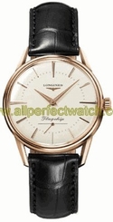 Longines Watches : L4.746.8.72.0 Automatic 18k Rose Gold Silver With Second Sub- At 6 Dial Black Crocodile Leather Band Men Watch