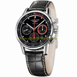 Fake AAA Longines Watches : L4.754.4.52.4 Automatic Black Dial Date Black Leather Men Watch Watch