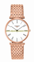 Longines Watches : L4.766.1.11.8 Quartz White Dial Roman Numerals PVD Rose Gold Coating Stainless Steel Men Watch