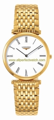 Longines Watches : L4.766.2.11.8 Quartz White Dial Roman Numerals Gold Tone Stainless Steel Men Watch