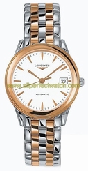 Longines Watches : L4.774.3.22.7 Automatic Polished 18k Yellow Gold Tone And Stainless Steel White With Date At 3 Dial Polished Yellow Gold And Stainless Steel Band Men Watch
