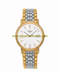 Longines Watches : L4.790.2.12.7 Quartz White Dial Date PVD Gold Coating Bezel Two Tone Stainless Steel Men Watch