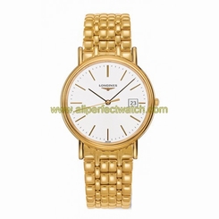 Longines Watches : L4.790.2.12.8 Quartz White Dial Date Gold Tone Stainless Steel Men Watch