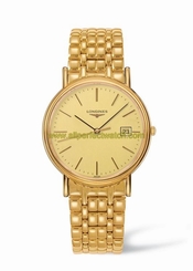 Longines Watches : L4.790.2.32.8 Quartz Gold Dial Date Gold Tone Stainless Steel Men Watch