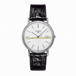 Longines Watches : L4.790.4.12.2 Quartz White Dial Date Black Leather Men Watch
