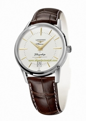 Longines Watches : L4.795.4.78.2 Automatic Silver Dial Date Brown Leather Men Watch