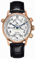 Longines Watches : L4.797.8.23.2 White Dial Crocodile Leather Band Men Watch