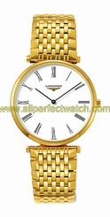 Longines Watches : L4.800.2.11.8 Quartz White Roman Numerals Dial Gold Tone Stainless Steel Men Watch