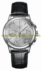 Longines Watches : L4.803.4.72.2 Automatic Chronograph Date Black Leather Men Watch