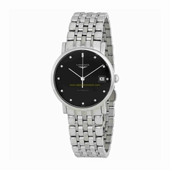 Longines Watches : L4.809.4.57.6 Black Dial Fixed Stainless Steel Band Men Watch