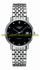 Longines Watches : L4.810.4.57.6 Black Dial Stainless Steel Band Men Watch