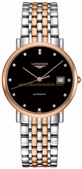 Longines Watches : L4.810.5.57.7 Automatic Diamonds Indexes Date Stainless Steel and 18k Rose Gold Men Watch