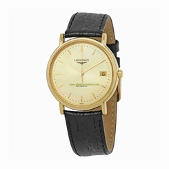 Longines Watches : L4.821.2.32.2 Gold Dial Fixed Gold Pvd Band Men Watch