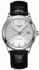 Longines Watches : L4.874.4.72.2 Silver Dial Leather Men Watch