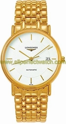 Longines Watches : L4.921.2.18.8 White Dial Fixed Gold Pvd Band Men Watch