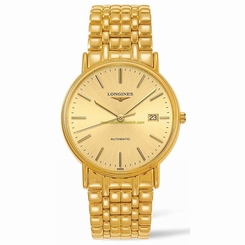 Longines Watches : L4.921.2.32.8 Champagne Dial Yellow Gold Pvd Band Men Watch
