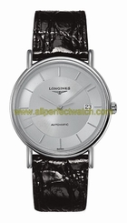 Longines Watches : L4.921.4.78.2 Automatic Silver Dial Date Black Leather Men Watch