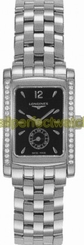 Longines Watches : L5.155.0.76.6 Quartz Stainless Steel Black Set With 10 Diamond Hour Markers And Seconds Sub At 6 Dial Polished Stainless Steel Band Women Watch