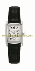 Longines Watches : L5.155.4.71.2 Quartz White Dial Roman Numerals Black Leather Women Watch