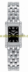 Longines Watches : L5.158.0.76.6 Quartz Black Dial Diamonds Bezel Stainless Steel Women Watch