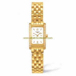 Longines Watches : L5.158.7.16.6 Quartz White Dial Diamonds Bezel 18ct Yellow Gold Women Watch