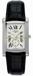 Longines Watches : L5.655.4.71.2 Quartz White Dial Roman Numerals Black Leather Men Watch