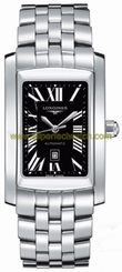 Longines Watches : L5.688.4.79.6 Automatic Polished Stainless Steel Black With Date At 6 Dial Polished Stainless Steel Band Men Watch