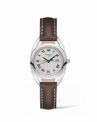 Longines Watches : L6.137.4.71.2 Quartz Roman Numerals Dial Date Brown Leather Women Watch
