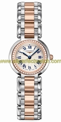 Longines Watches : L8.109.5.79.6 Quartz Silver Roman Numerals Dial Diamonds Bezel Stainless Steel 18ct Rose Gold Women Watch