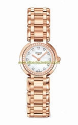 Longines Watches : L8.109.9.87.6 Quartz Diamond Mother of Pearl Dial Diamonds Bezel 18ct Rose Gold Women Watch